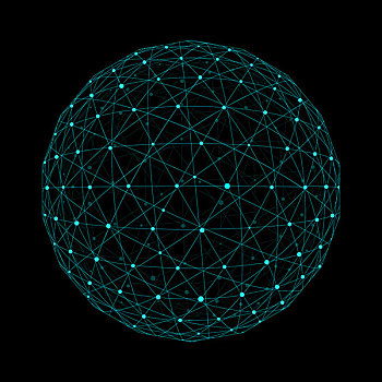 点线连接的球形科技矢量背景,三维抽象矢量星球,寓意全球化,国际化,科学技术概念