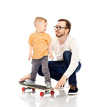 高兴,父亲,小,儿子,滑板