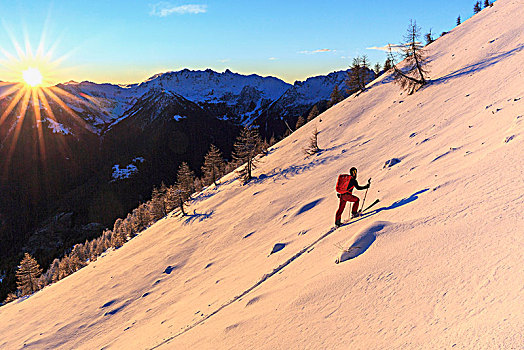 滑雪,登山,陡坡,山谷,省,伦巴第,意大利