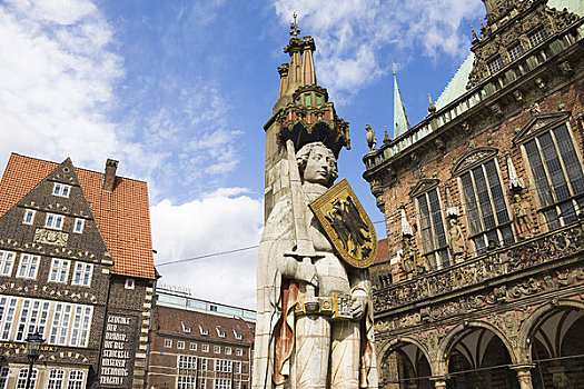 不莱梅,雕塑,市场,广场,德国