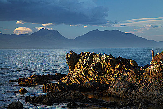 山脉,怪异,沿岸,折叠,岩石构造,南岛,新西兰
