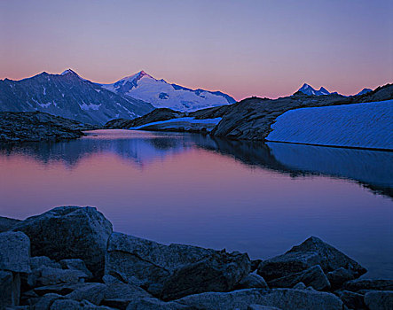 高山湖,晚上,奥地利