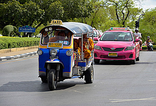 嘟嘟车,出租车,街上,曼谷,泰国,亚洲