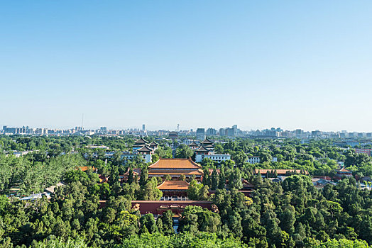 俯瞰中国北京景山公园寿皇殿