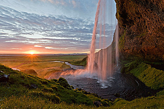 塞里雅兰瀑布,瀑布,南方,冰岛,欧洲