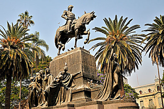 骑马,雕塑,广场,阿根廷,南美