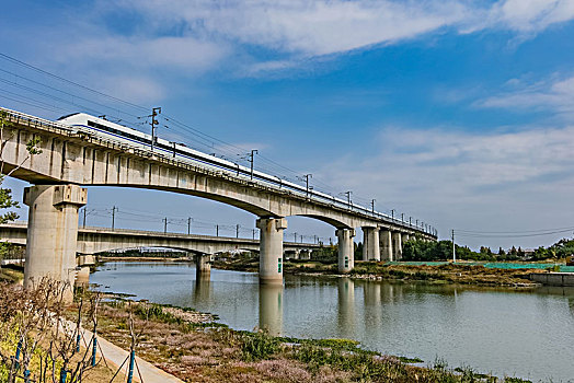 江苏省南京市高铁动车铁路桥梁建筑