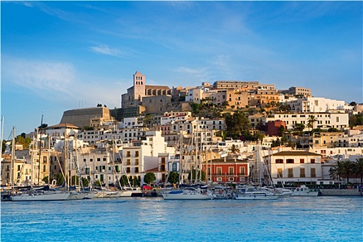 伊比萨岛,城镇,蓝色,地中海