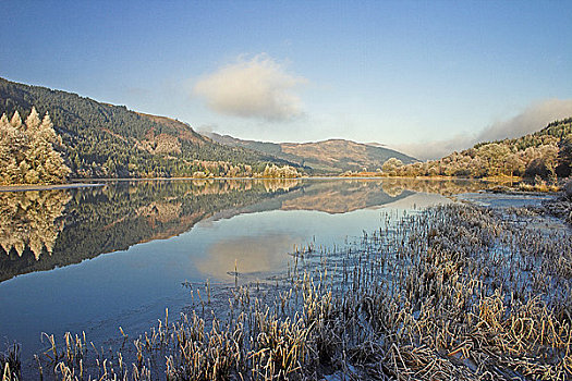 苏格兰,冬天,特罗萨克斯山,湖