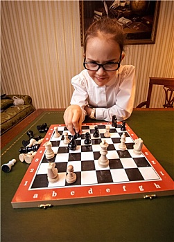 天赋,女孩,玩,下棋