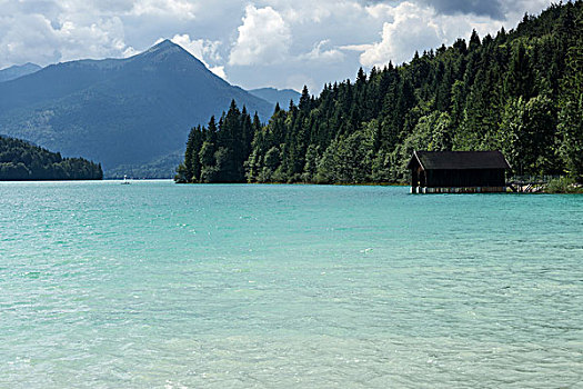 青绿色,深海,瓦尔幸湖,后面,上巴伐利亚,巴伐利亚,德国,欧洲