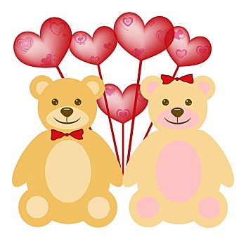 情人节,泰迪熊,情侣,红色,气球
