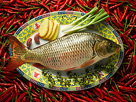 中国,盘子,鱼