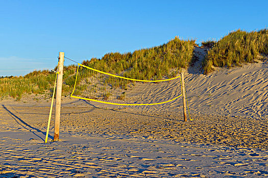 沙滩排球,网,海滩,波罗的海,北方,日德兰半岛,丹麦