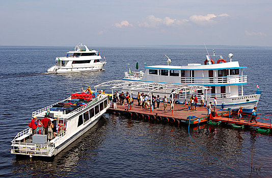 摩托艇,码头,里奥内格罗,河,马瑙斯,亚马逊,巴西,南美