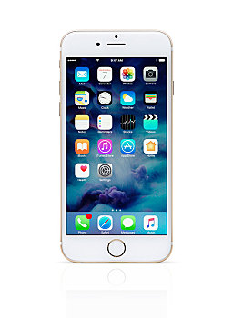 金色,白色,苹果,苹果手机,桌面,象征,展示,白色背景