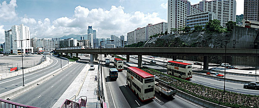香港,高速公路,天际线,背景,俯视图,全景