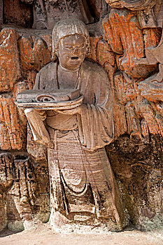 四川安岳县石羊镇毗卢洞石刻幽居洞雕刻的密宗第五代祖师柳本尊造像