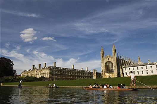 平底船,运河,圣三一学院,剑桥大学,剑桥,英格兰
