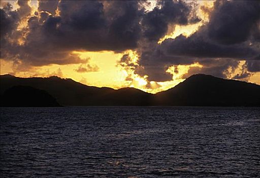 日落,上方,岛屿,安达曼海,泰国