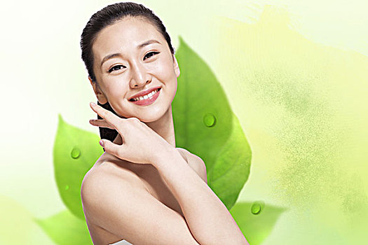 棚拍年輕女人美容