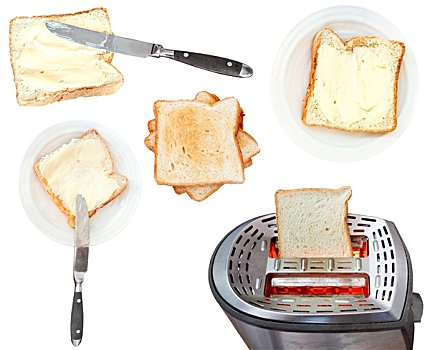 面包黄油,三明治,烤面包机,隔绝