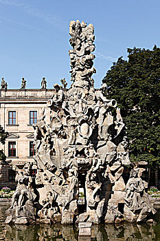 喷泉,宫殿,花园,埃尔兰根,弗兰克尼亚,巴伐利亚,德国,欧洲