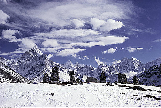 纪念,累石堆,靠近,珠穆朗玛峰,尼泊尔