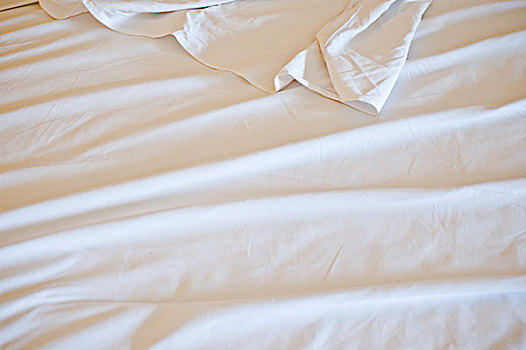 白色,床,床单,早晨