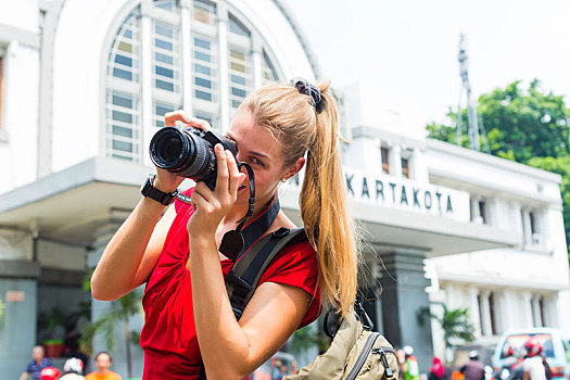 游客,拍照,雅加达,火车站