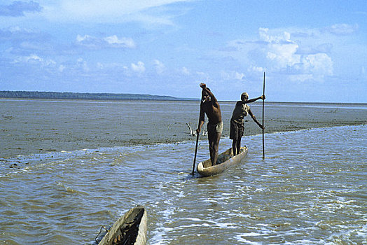 西部,新几内亚,伊里安查亚省,印度尼西亚,区域,男人,女人,独木舟