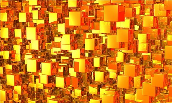 立方体,背景,金色