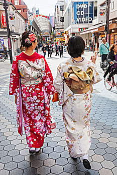 日本,本州,东京,浅草,女孩,和服