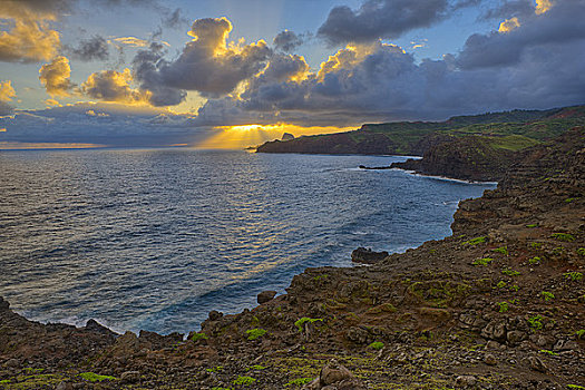 湾,日出,哈雷阿卡拉火山,毛伊岛,夏威夷,美国