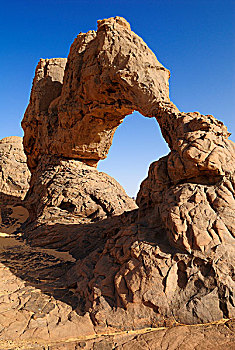 天然石桥,石拱,塔西里,阿哈加尔,塔曼拉塞特,阿尔及利亚,撒哈拉沙漠,北非
