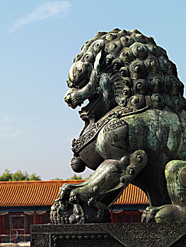 监护,狮子,雕塑,故宫,北京,中国