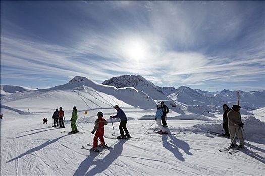 滑雪,区域,山,远景,阿尔卑斯山,奥地利,欧洲