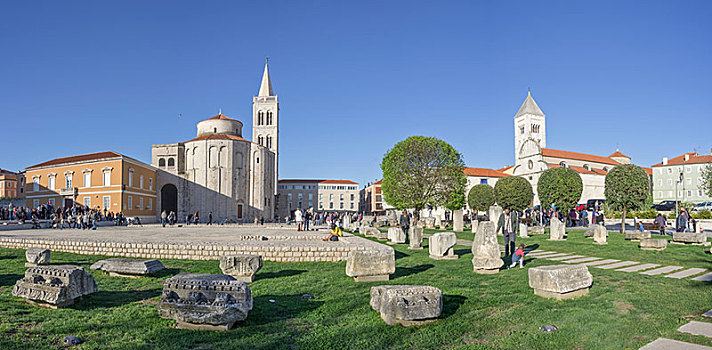古罗马广场,教堂,钟楼,右边,向前,罗马,石头,石棺,克罗地亚,欧洲