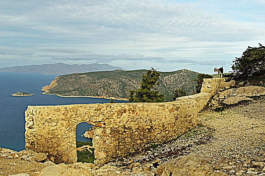 城堡,海岸线,爱琴海,罗得斯,多德卡尼斯群岛,希腊,欧洲
