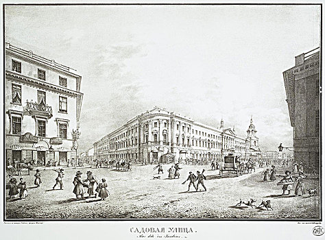 风景,街道,圣彼得堡,19世纪,艺术家