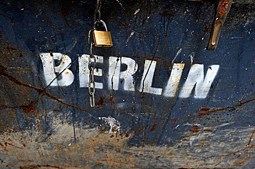 挂锁,垃圾,容器,标示,柏林,德国,欧洲