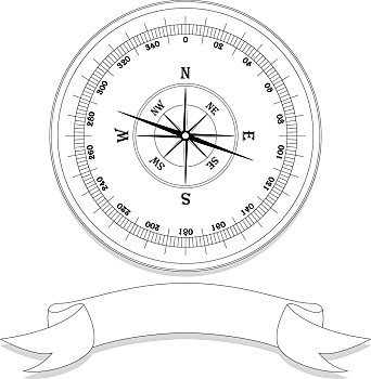 旧式,指南针,空白标志,矢量,插画