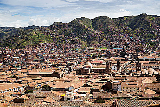 屋顶,山,库斯科市,秘鲁