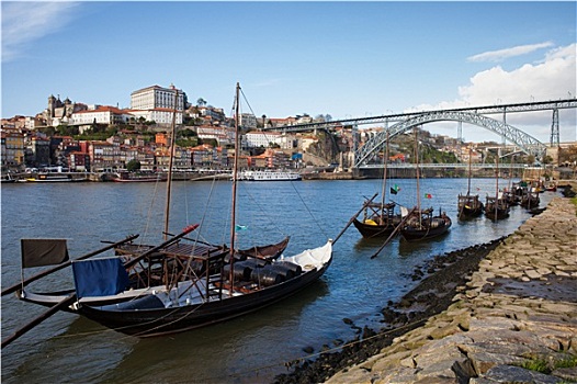 船,河,波尔图,天际线,葡萄牙