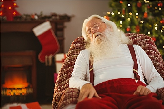 圣诞老人,打盹,扶手椅