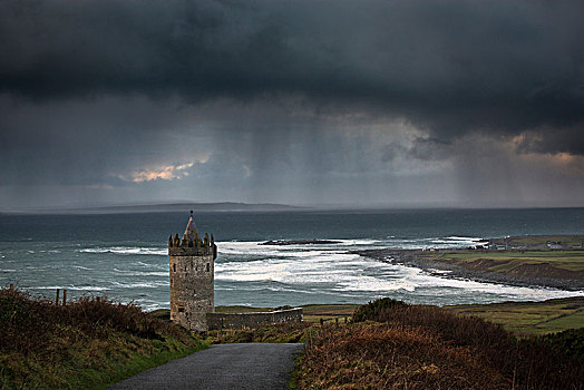 雷雨天气,上方,城堡,杜林,爱尔兰