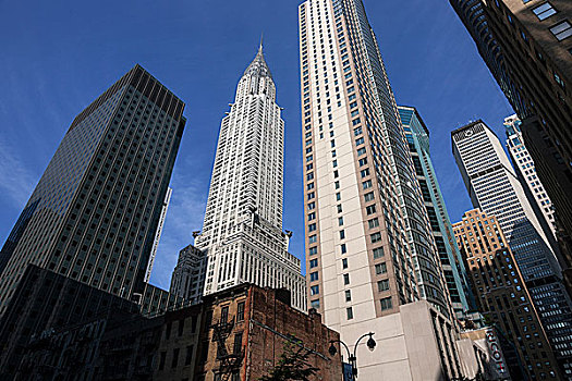 高层建筑,摩天大楼,克莱斯勒大厦,中间,曼哈顿,纽约,美国
