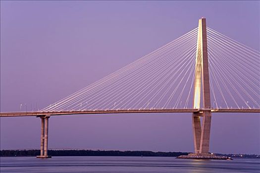 吊桥,河,查尔斯顿,南卡罗来纳,美国