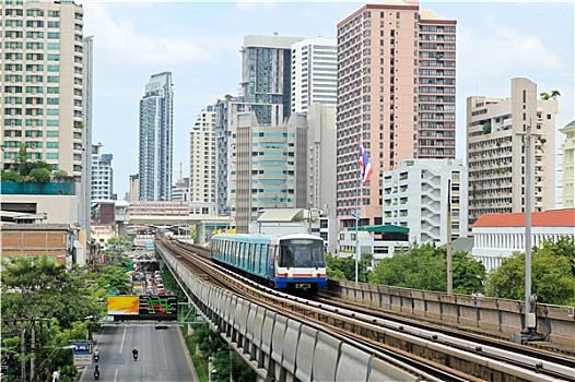 天空,列车,铁路,曼谷,商务,建筑