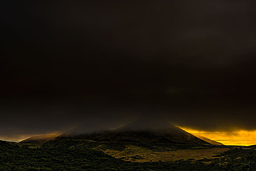 火山,乌云,遮盖,生动,亮光,岛屿,亚速尔群岛,葡萄牙,欧洲